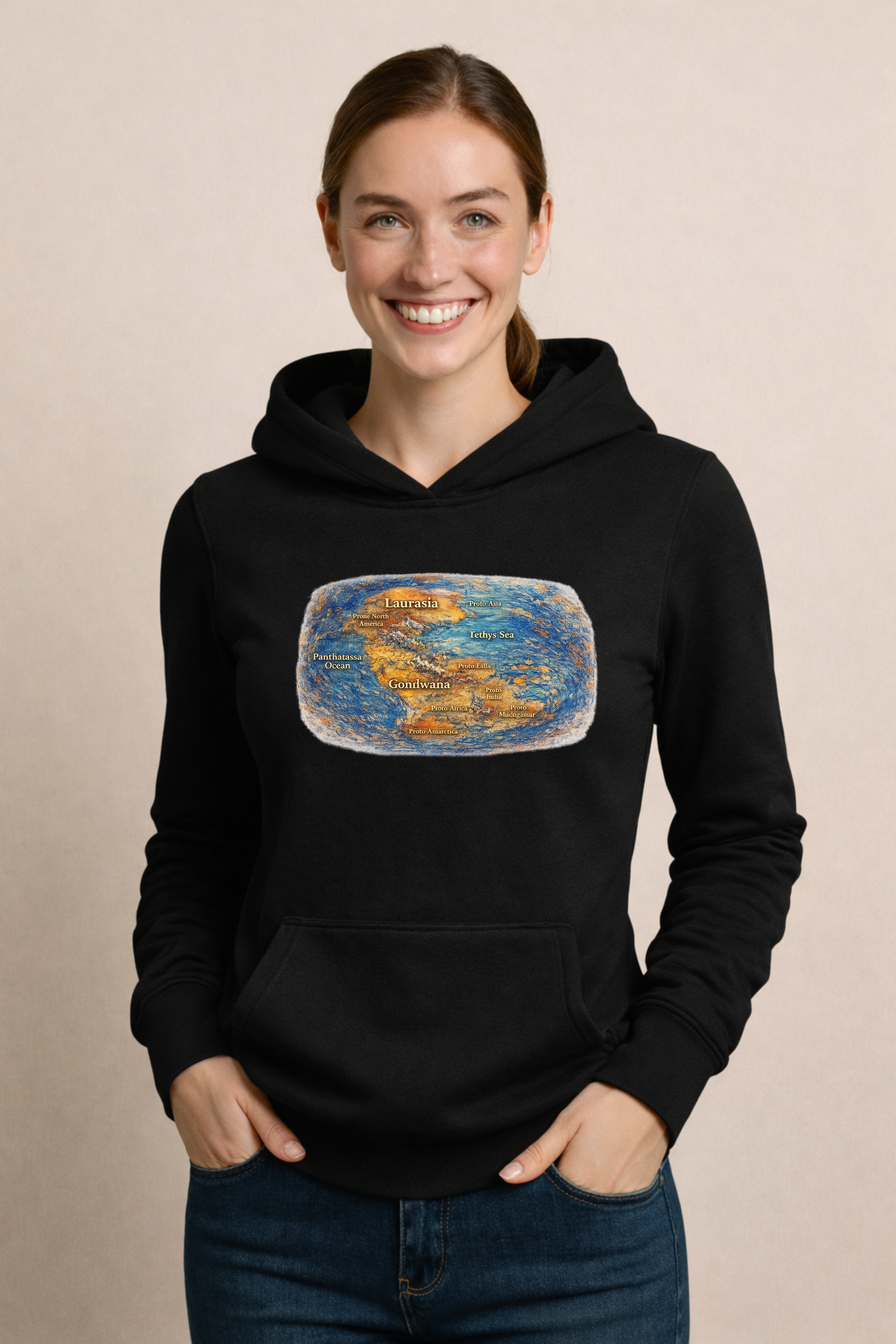 Pangea Map Women's Hoodie | Ancient Earth History Graphic Sweater