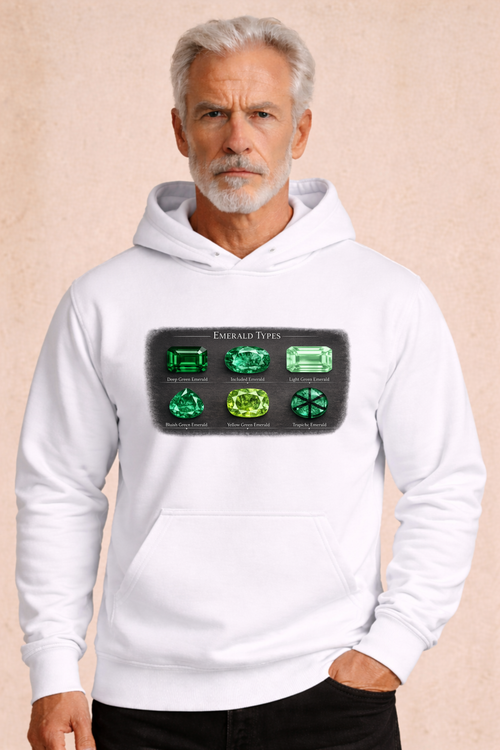 Emerald Types Chart Men's Hoodie | Gemstone Graphic Sweater