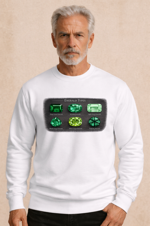 Emerald Types Chart Men's Pullover | Gemstone Graphic Sweater
