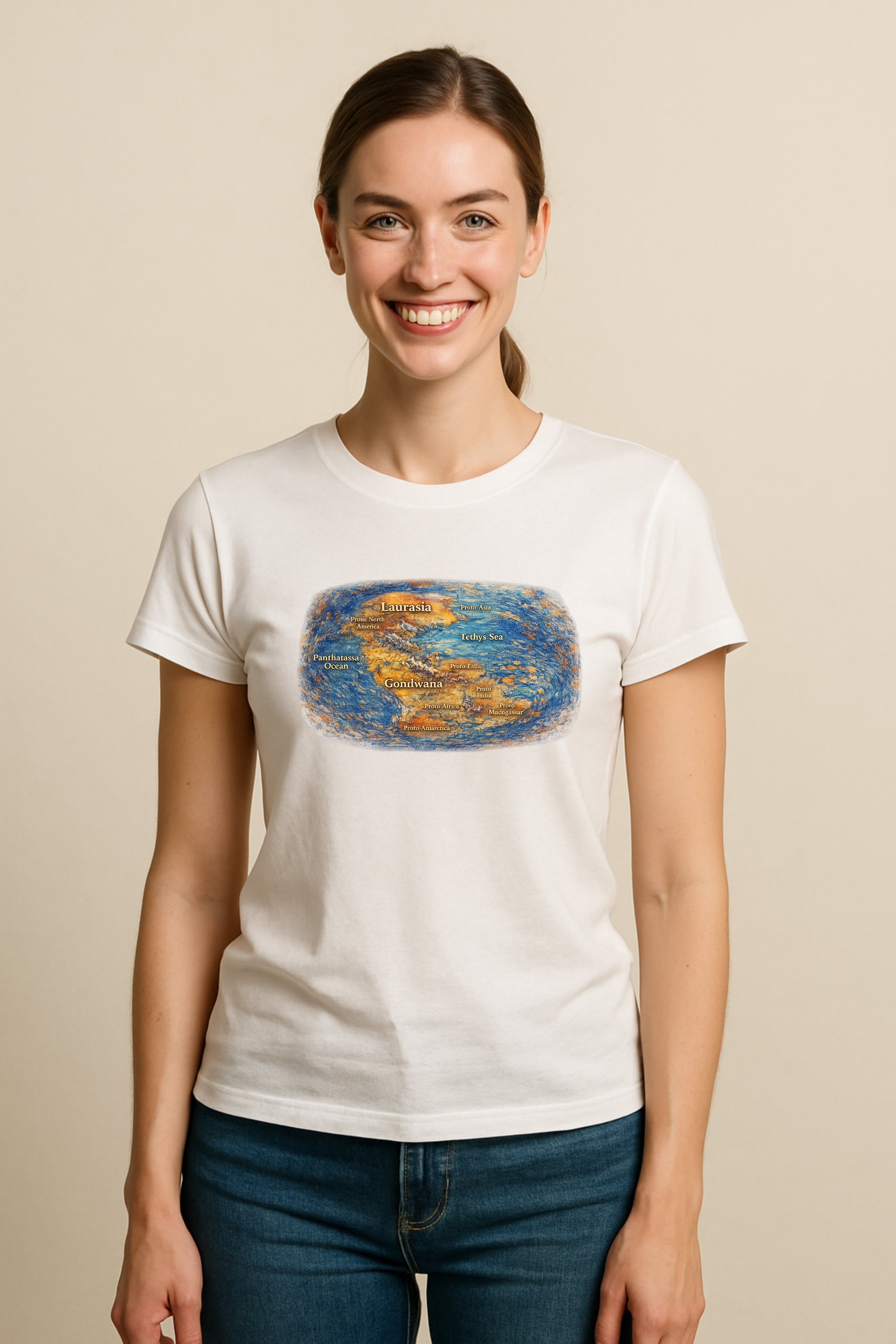 Pangea Map Women's T-Shirt | Ancient Earth History Graphic Tee