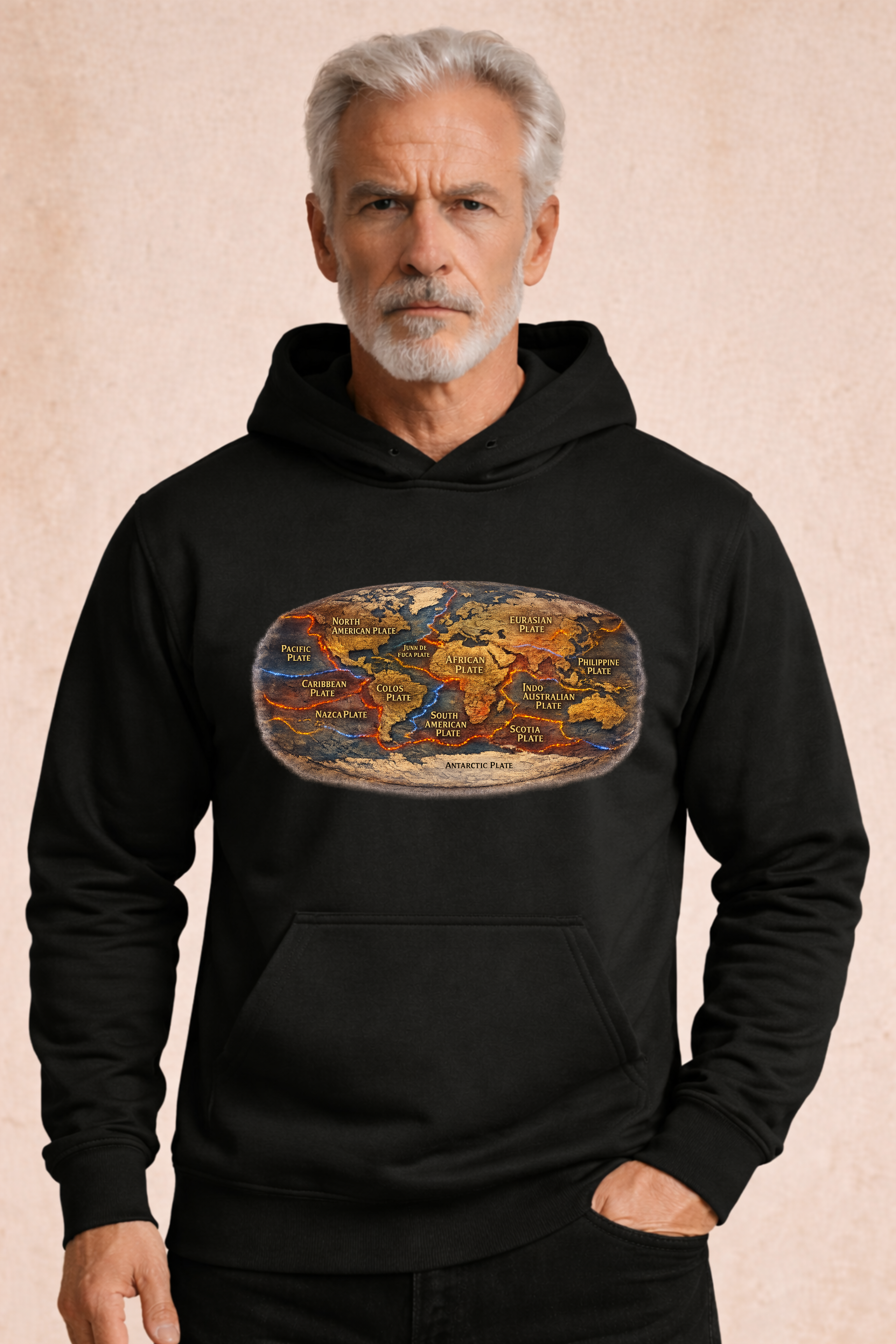 Tectonic Plates World Map Men's Hoodie | Earth Science Geology Graphic Hoodie
