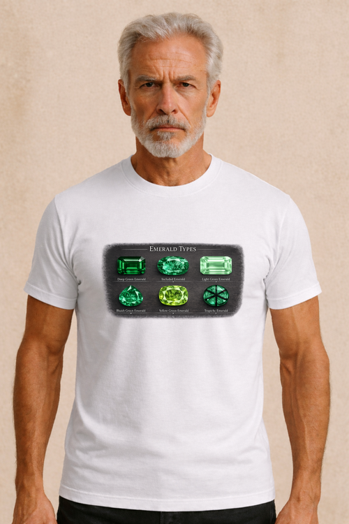Emerald Types Chart Men's T-Shirt | Gemstone Graphic Tee