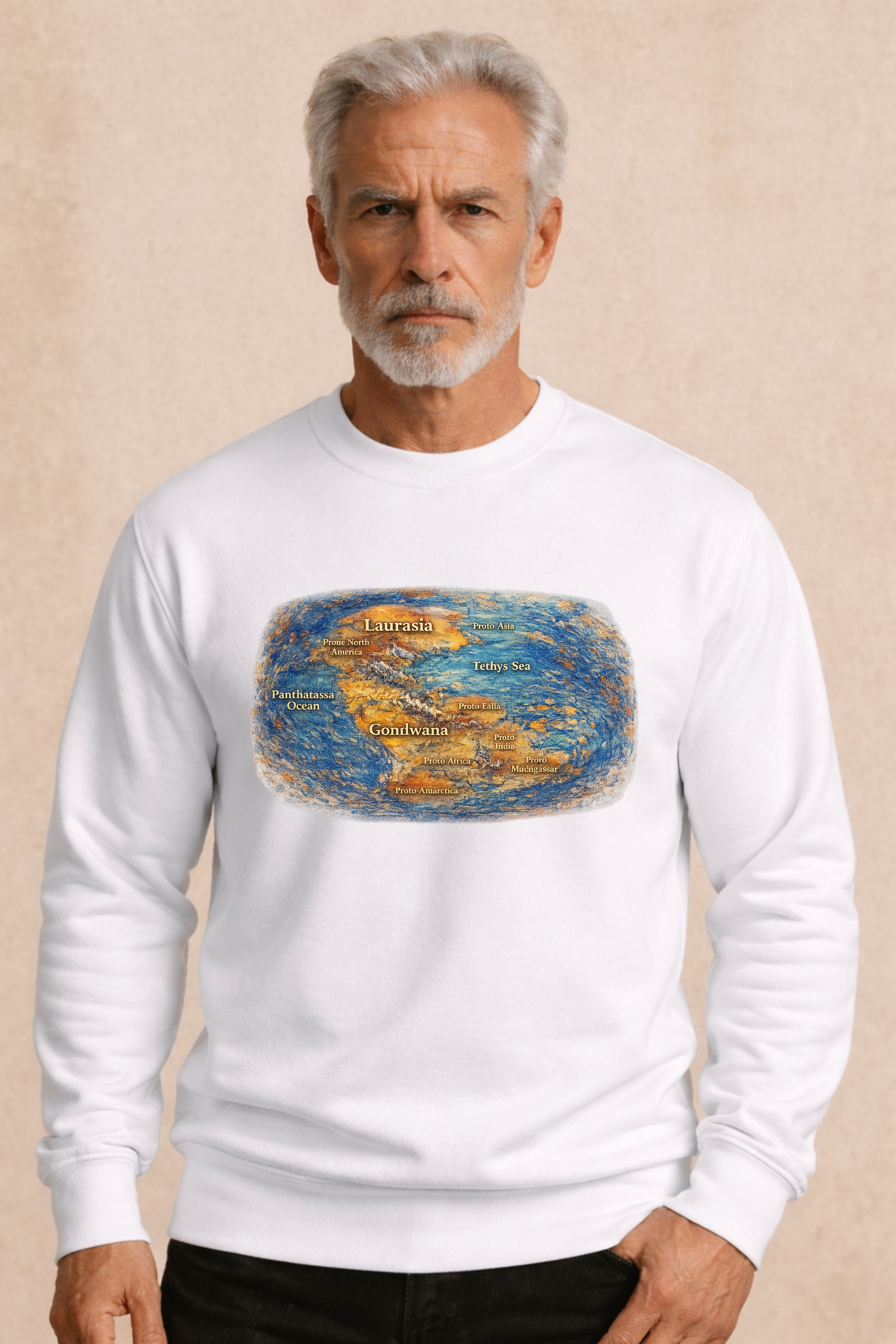 Pangea Map Men's Pullover | Ancient Earth History Graphic Sweater