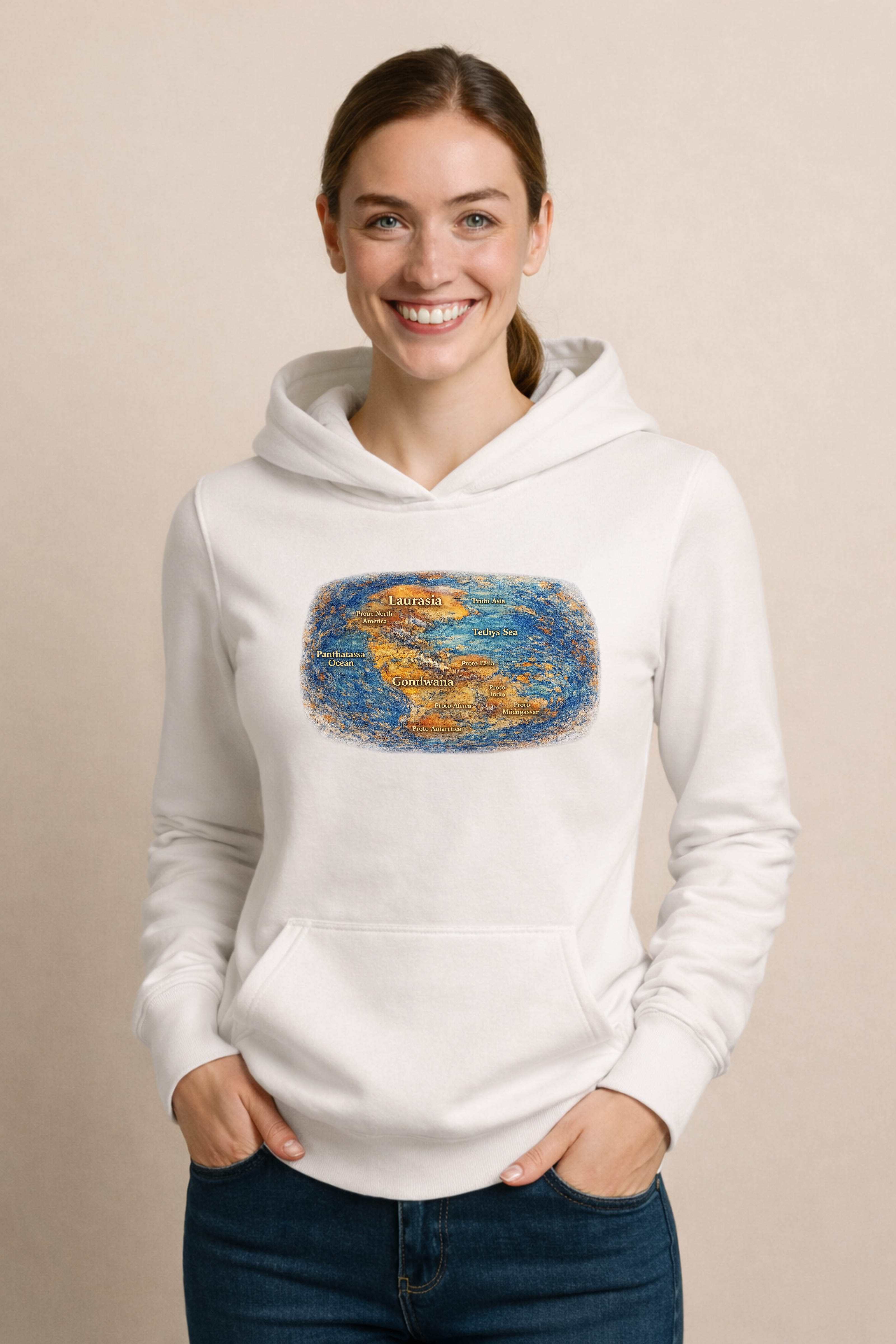 Pangea Map Women's Hoodie | Ancient Earth History Graphic Sweater